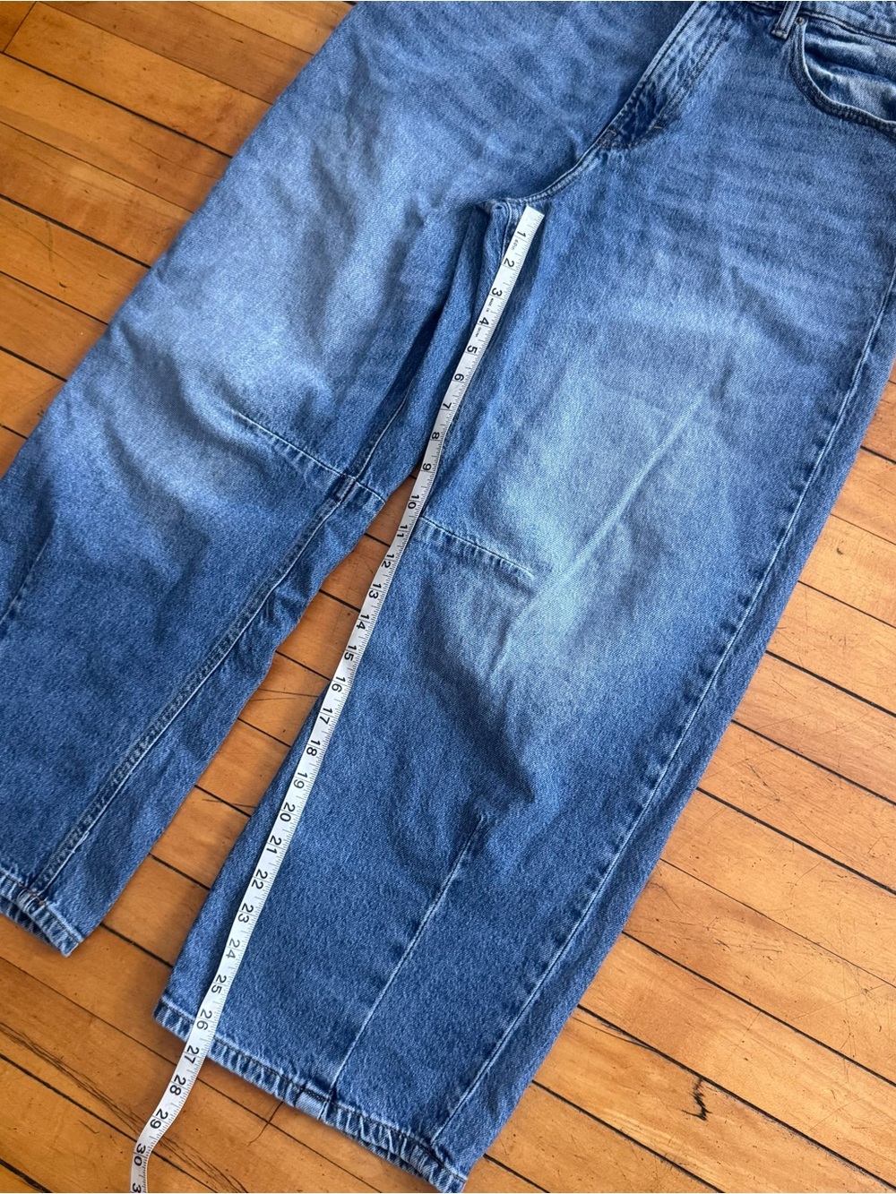 Lucky Brand wide leg baggy Y2K stitching blue jean denim pants size 10 30” - Picture 5 of 7